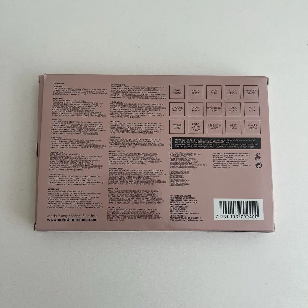 Natasha Denona Retro Eyeshadow Palette 15 Shades Matte MSRP $69  19.25g Italy